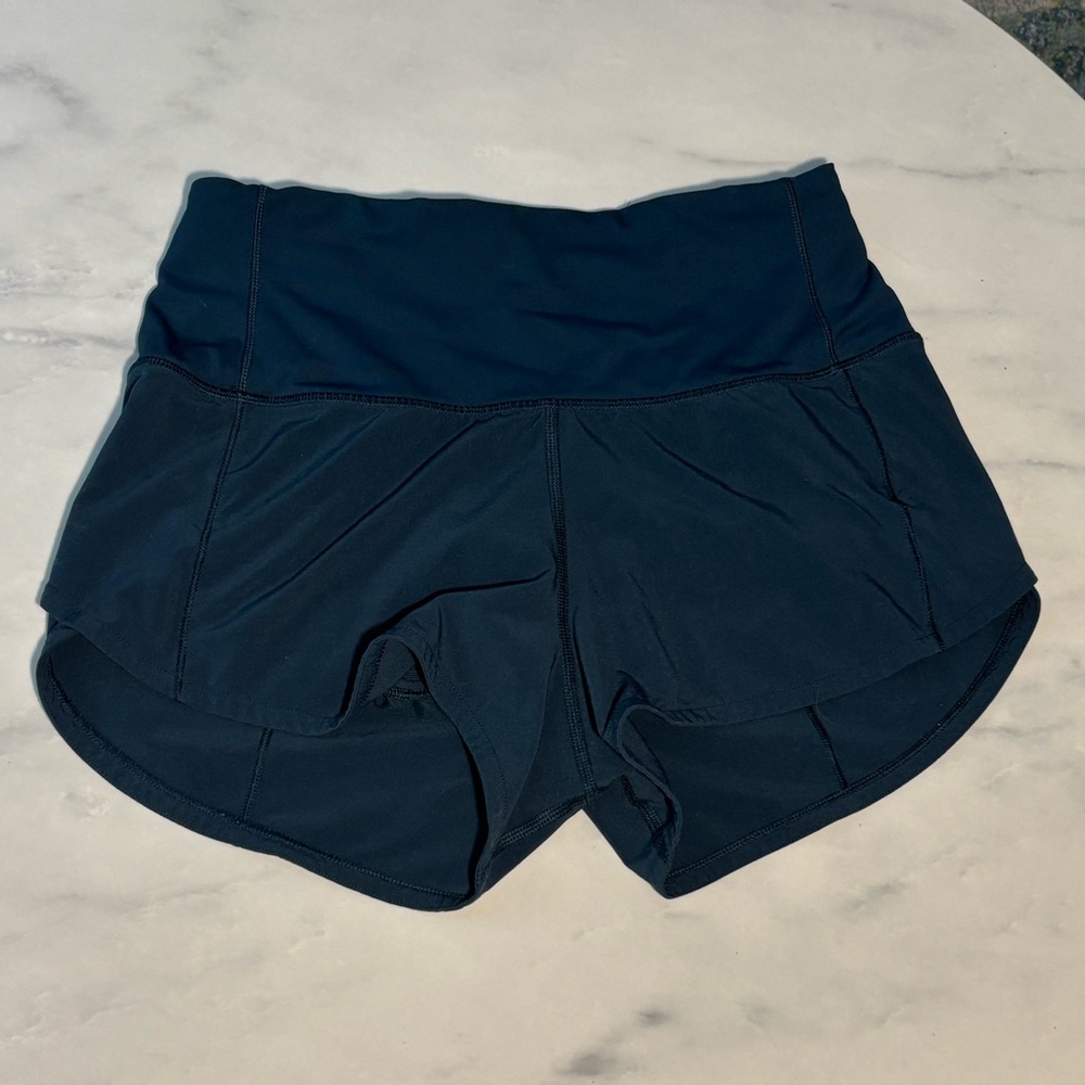 Lululemon Navy Blue high rise Speed Up shorts 2.5”